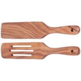 thumbnail image 1 of Espátula ranurada de madera, espátula giratoria ranurada de 2 piezas, utensilios de cocina, espátula de madera para lograr más, 1 of 9