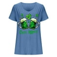 thumbnail image 4 of lcziwo St Patrick's Day Cotton Shirt for Women Fashion Letter Graphic Tee Tops Loose Casual U Neck Short Sleeve Tshirts Summer Athletic Blouses Blue XL Prime Sales of The Day, 4 of 5