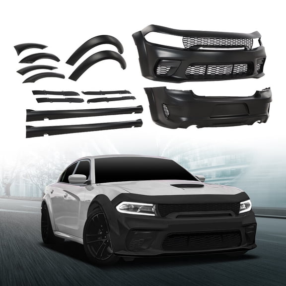 Front and Rear Bumper Hellcat Style Fit For 2015-2023 Dodge Charger Widebody Kit