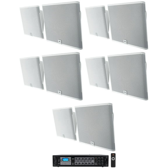 10 JBL SLP12/T-WH White Low-Profile On Wall Mount 3" 70v Commercial Speakers Amp