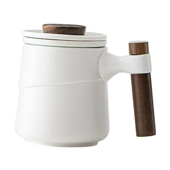39 ml Ceramic Tea Mug with Infuser Lid, Gradient Color, Japanese Style Tea Diffuser Cup Glass Pottery Cute Cats Coffee Mug with Handle White