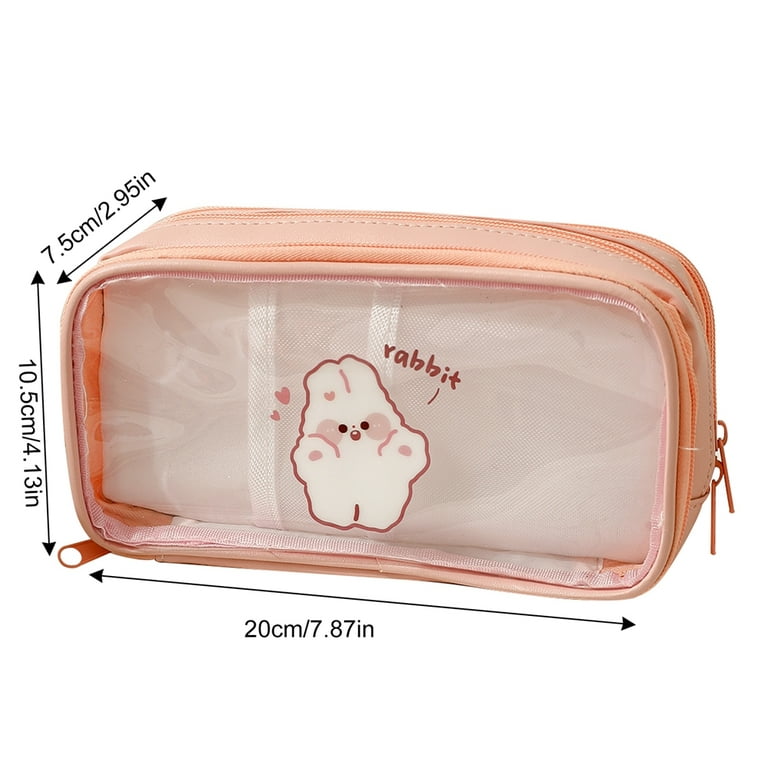 Large Capacity Three-Layer Transparent Pencil Bags, Clear Pencil Bags With  Zipper, Colorful Pen Pencil Case Bag Box Pouch (Green)
