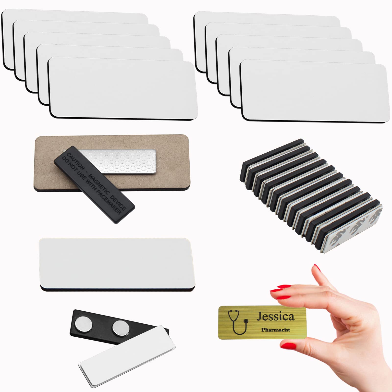 My Badge Design, 1" x 3" Dry Erase Name Badge Kit with Magnetic Back, 25 Qty