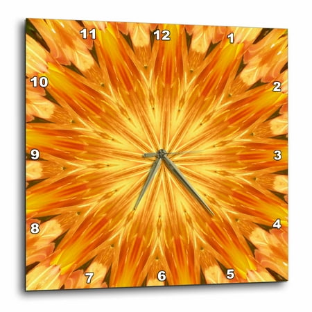 3dRose Yellow And Orange Kaleidoscope Pattern, Wall Clock, 13 by 13-inch