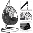 thumbnail image 6 of CHINNLUU Oversized Hanging Egg Chair with Stand, Outdoor Indoor Wicker Swing Chair with UV-Resistant Cushions and Rain Cover, 400lbs Capacity Patio Hammock Chair for Backyard, Balcony, Gray, 6 of 12