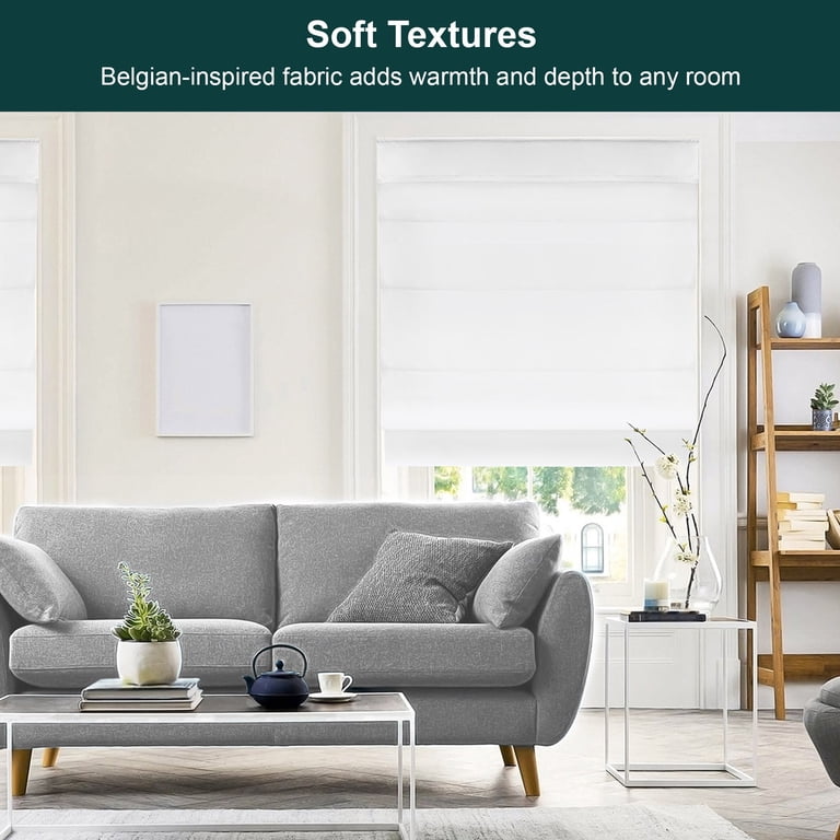 CHICOLOGY Cordless Roman Shades Belgian Snow (Light Filtering) 35
