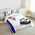 thumbnail image 3 of Manfei Cartoon Basketball Child Bedding Comforter Set, Blue Red Striped Geometric Twin Comforter Sets, Footall Sports Lover Bedding Set, Ultra Soft Home Decor, 2pcs, 3 of 8