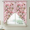 thumbnail image 2 of Pink Orchid Swag Valances for Windows 2 Pack, Kitchen Window Curtains 36 Inch Length, Spring Floral Flowers Leaves Botanical Privacy Swag Curtains for Living Room/Bathroom with Rod Pocket 36"x36", 2 of 8
