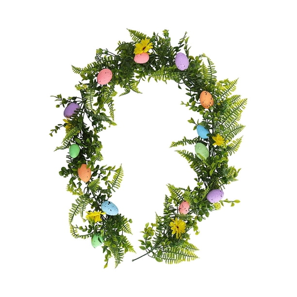 Guirnalda de huevos de Pascua artificiales, guirnalda de flores de Pascua, guirnalda de primavera floral Estilo A