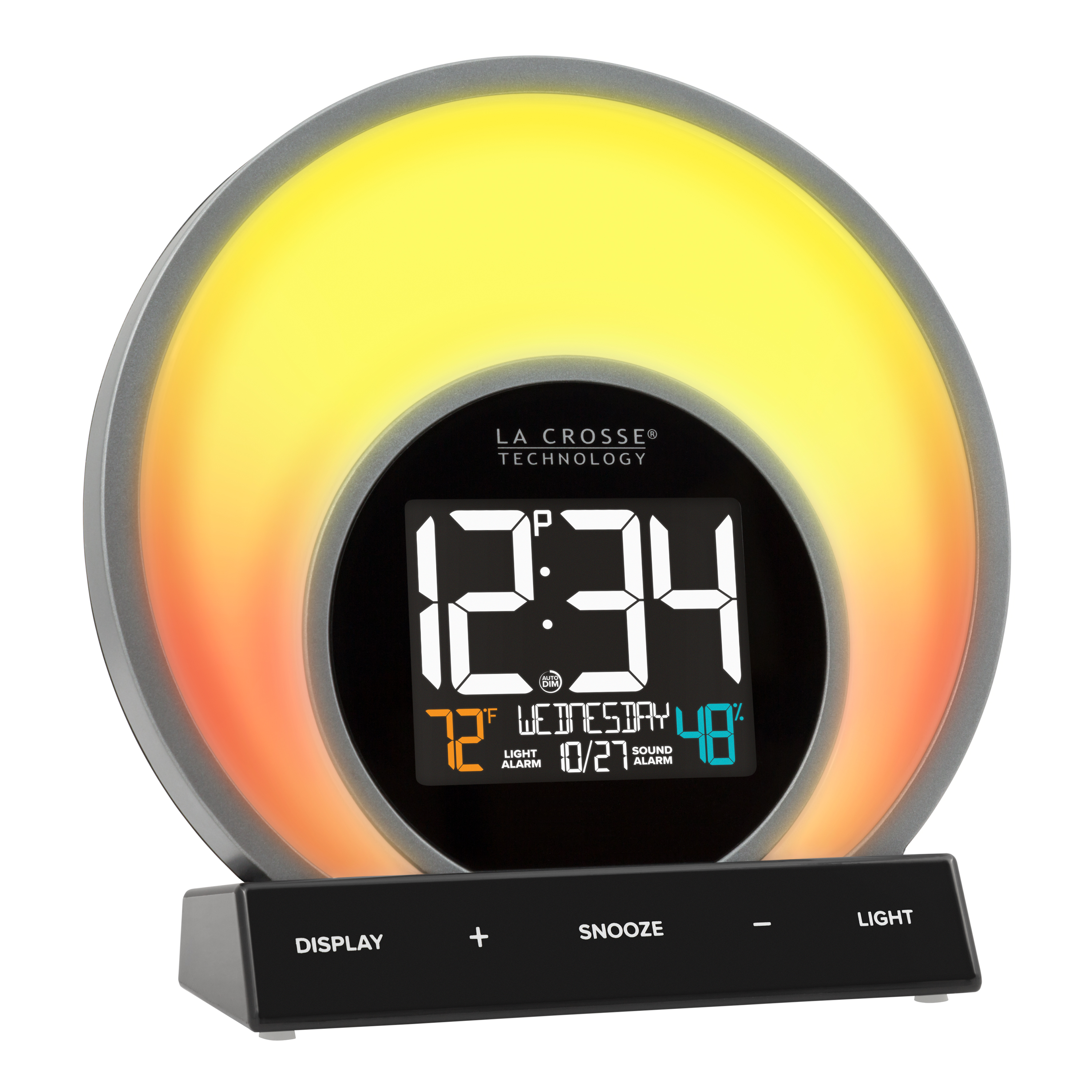La Crosse Technology 6.81" x 2.69" Digital Soluna Sunrise & Sunset LCD Light Alarm Clock with USB port, C80994 - image 4 of 8