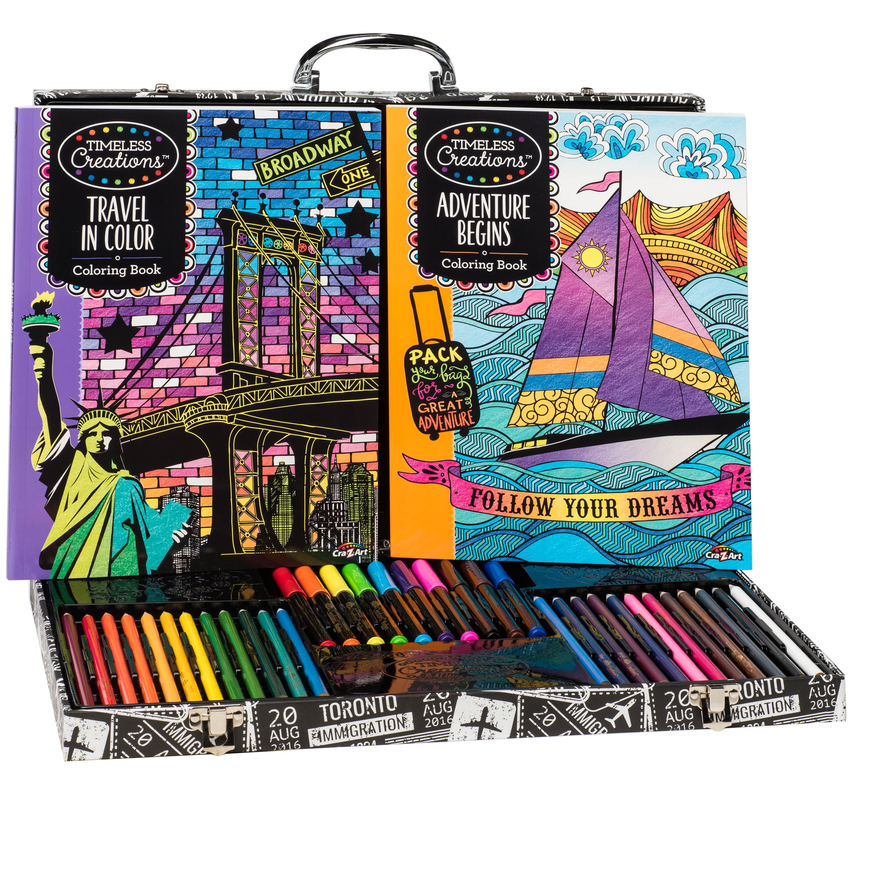 Cra-Z-Art Timeless Creations Multicolor Brush Marker Coloring Set, Beginner  to Expert, Child Ages 6 Year and up 