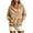 Khaki, variant on Women's Hooded Snap Pullover Sweater, Long Sleeve Relaxed Fit Knit Top with Kangaroo Pocket for Casual Wear