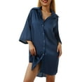 thumbnail image 5 of Aunavey Womens Button Up Sleep Shirt Boyfriend Nightshirt Pajama Top Nightgown, 5 of 8