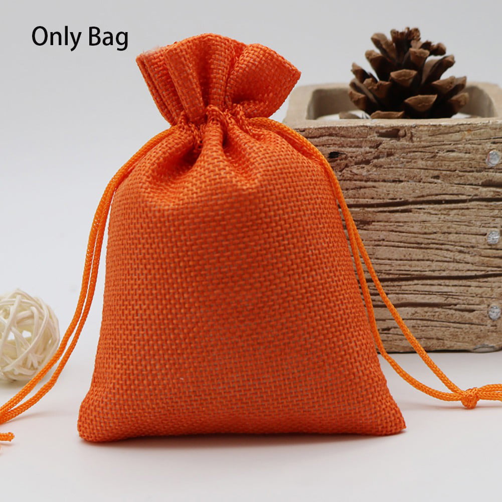 50x Burlap Packing Pouches Drawstring Wedding Favor Supplies Gift Bags Gray 14cm 