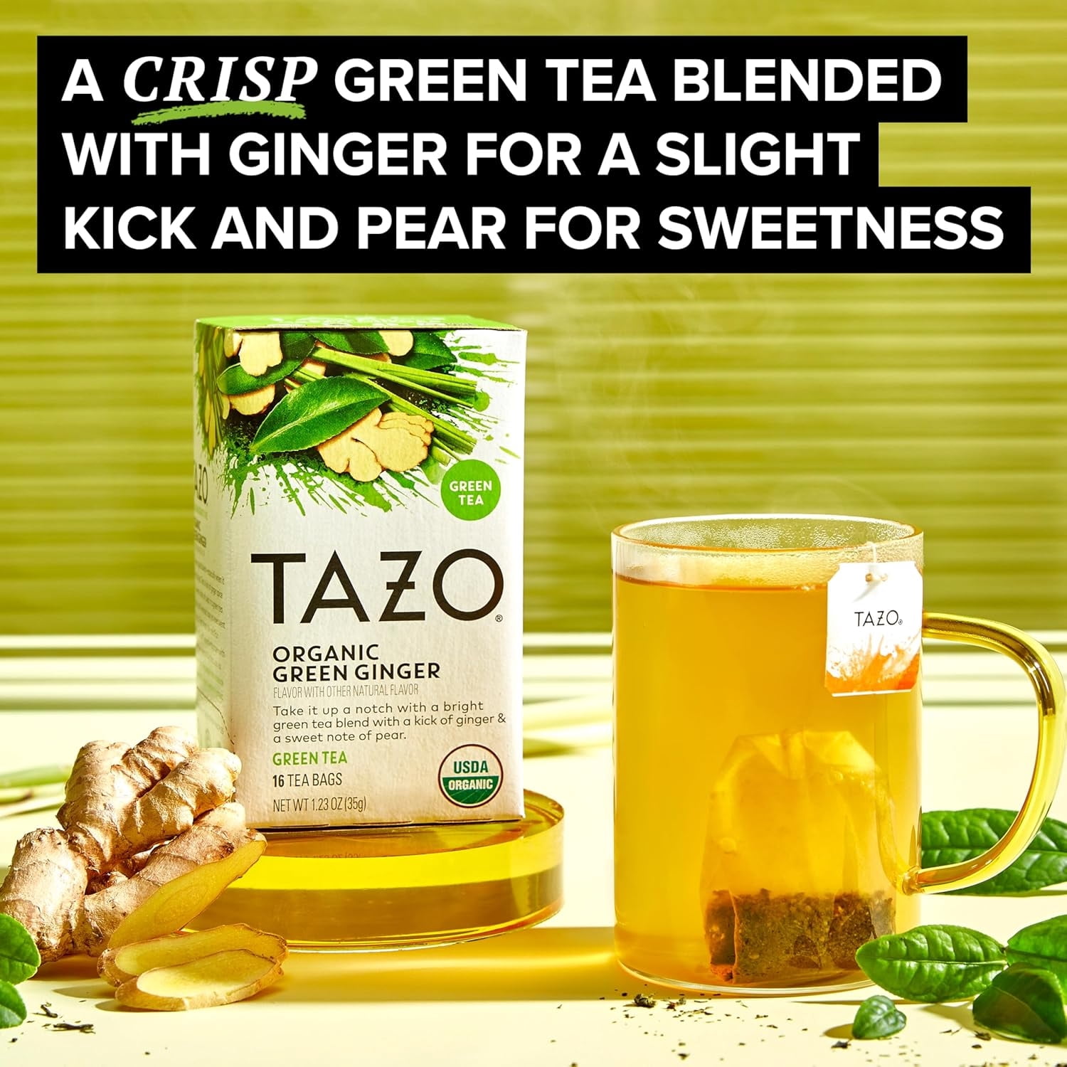 TBC & SOCIE GREEN STYLE 2個セット TAZO Green Ginger Tea Bags, Caffeinated, Lemongrass and Pear, 32