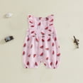 thumbnail image 2 of CAICJ98 Newborn Girl Strawberry Romper Infant Baby Summer Outfit Cherry Watermelon Print Ruffle Sleeve Seersucker Stripe Jumpsuit (Pink,0-3 Months), 2 of 6