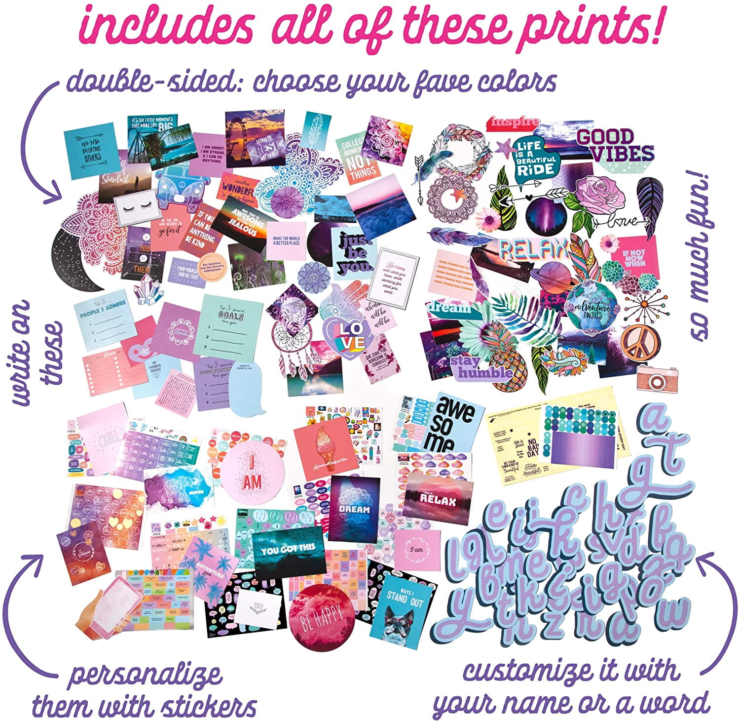 Craft-tastic DIY Wall Collage – Craft Kit – Personalize Your Space with Inspiring Quotes, Pre-cut Designs & Pictures