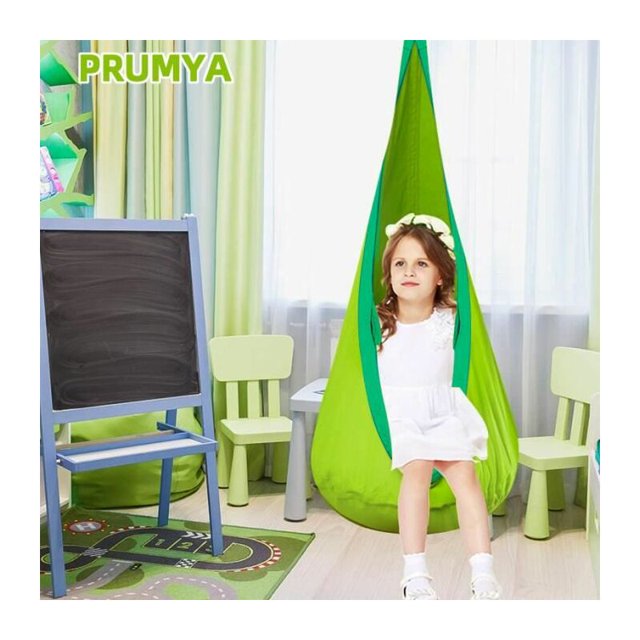 Hamaca para niños con colchón de aire Silla colgante para niños 70x150cm, Silla colgante para exteriores e interiores - Verde