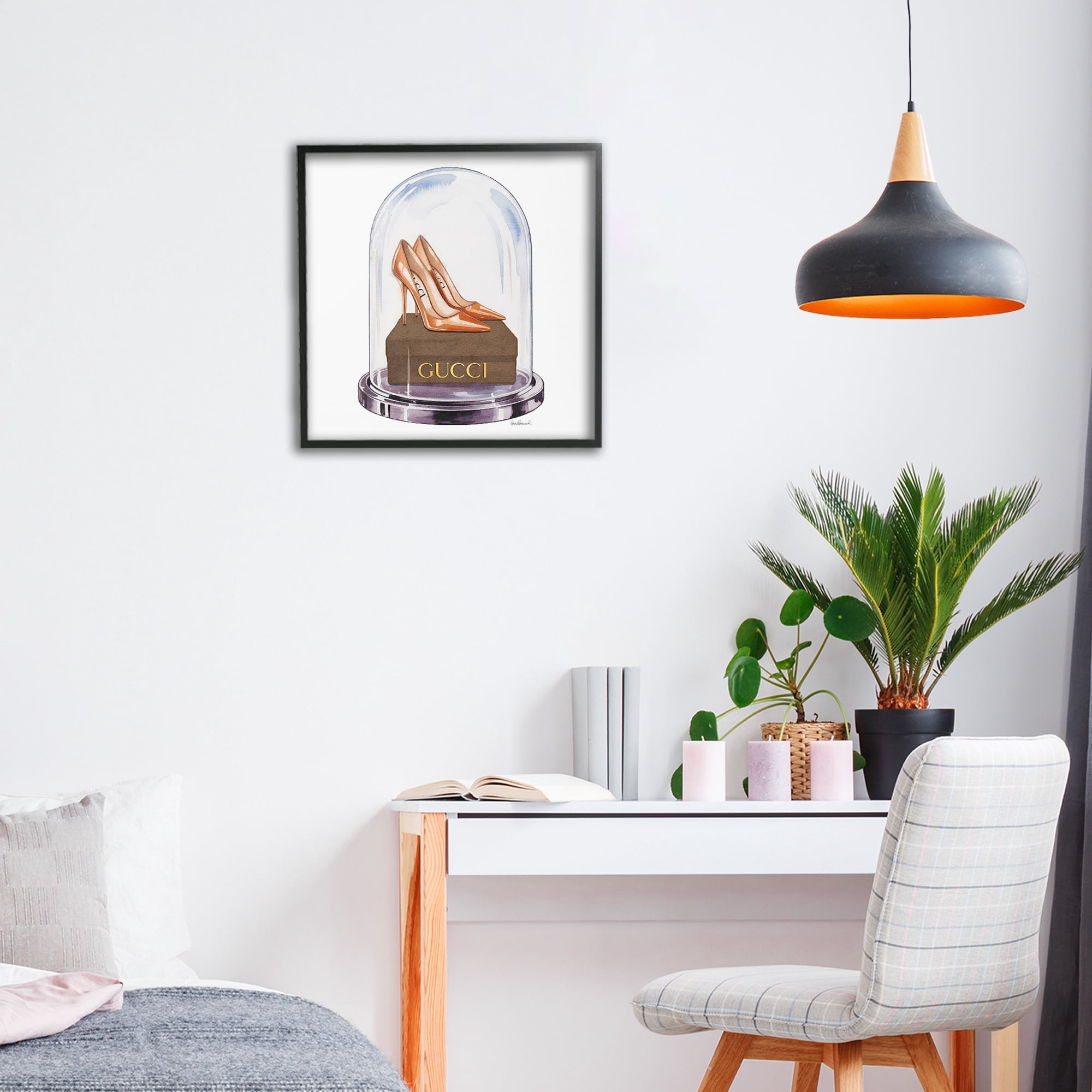Stupell Industries Satin Heels in Bell Jar Black Framed Giclee Art, design by Amanda Greenwood