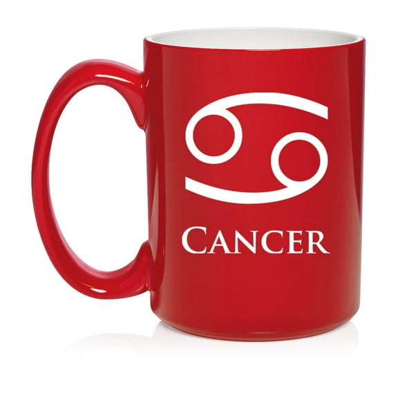 Cancer Zodiac Horoscope Ceramic Coffee Mug Tea Cup Gift (15oz Red)