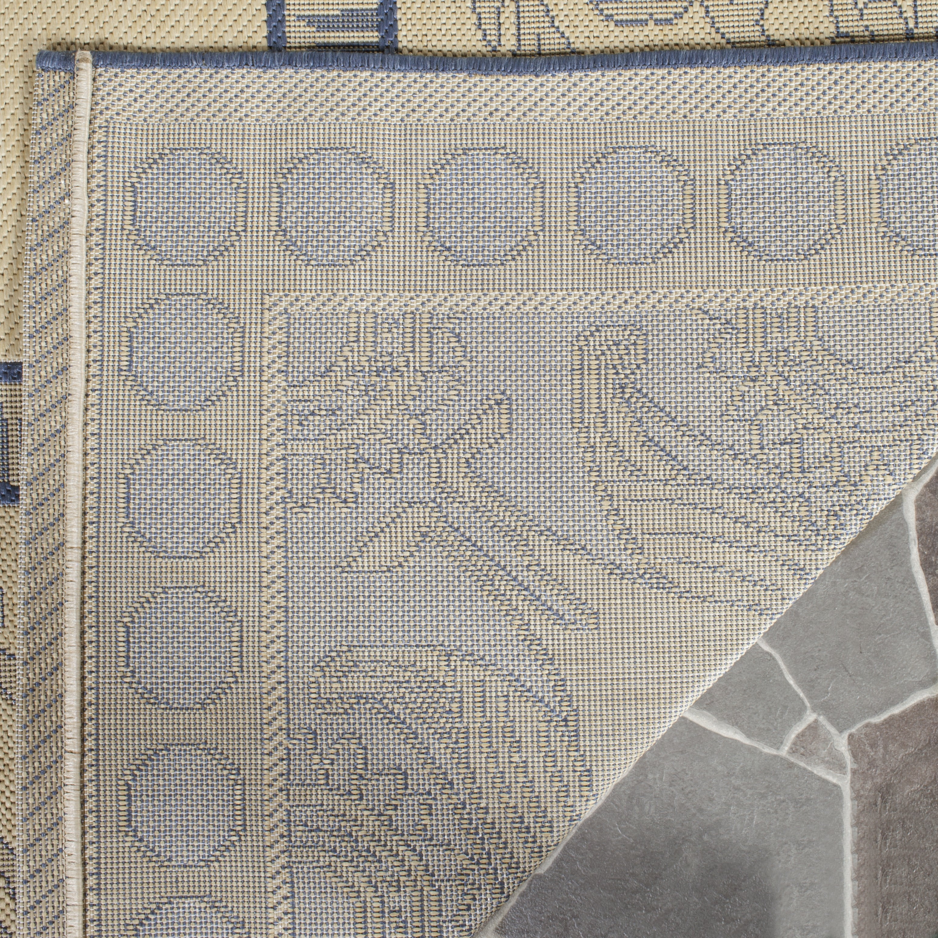 Safavieh Courtyard Cooper Botanical Indoor/Outdoor Area Rug, Natural/Blue, 4' x 5'7"