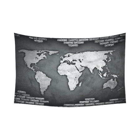 PHFZK World Map Wall Art Home Decor Brick Tapestry Wall