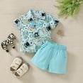 thumbnail image 2 of JLFKNG Toddler Boys Clothes Sets Cute Sweet Dinosaur Printed Shirt Tops Short Sleeve Shorts With Elastic Waist Design Breathable Loose Fit 2Pcs Outfits Sets Leisure Clothing, 2 of 7