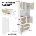thumbnail image 2 of Spaco Storage Cabinet with Rattan Doors, Tall Freestanding Hutch Cabinet with Power Outlet,4 cabinet door and 4 Drawers& 1 Large Countertop, Cabinets for Office,Home, Brown, 2 of 15