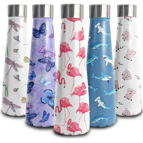 16 oz Butterfly Stainless Steel Water Bottle, Leak Proof Cola Shape Thermo, Insulated Sports Flask Travel Coffee Mug Cup Tumbler, Gifts for Woman Animal Lovers