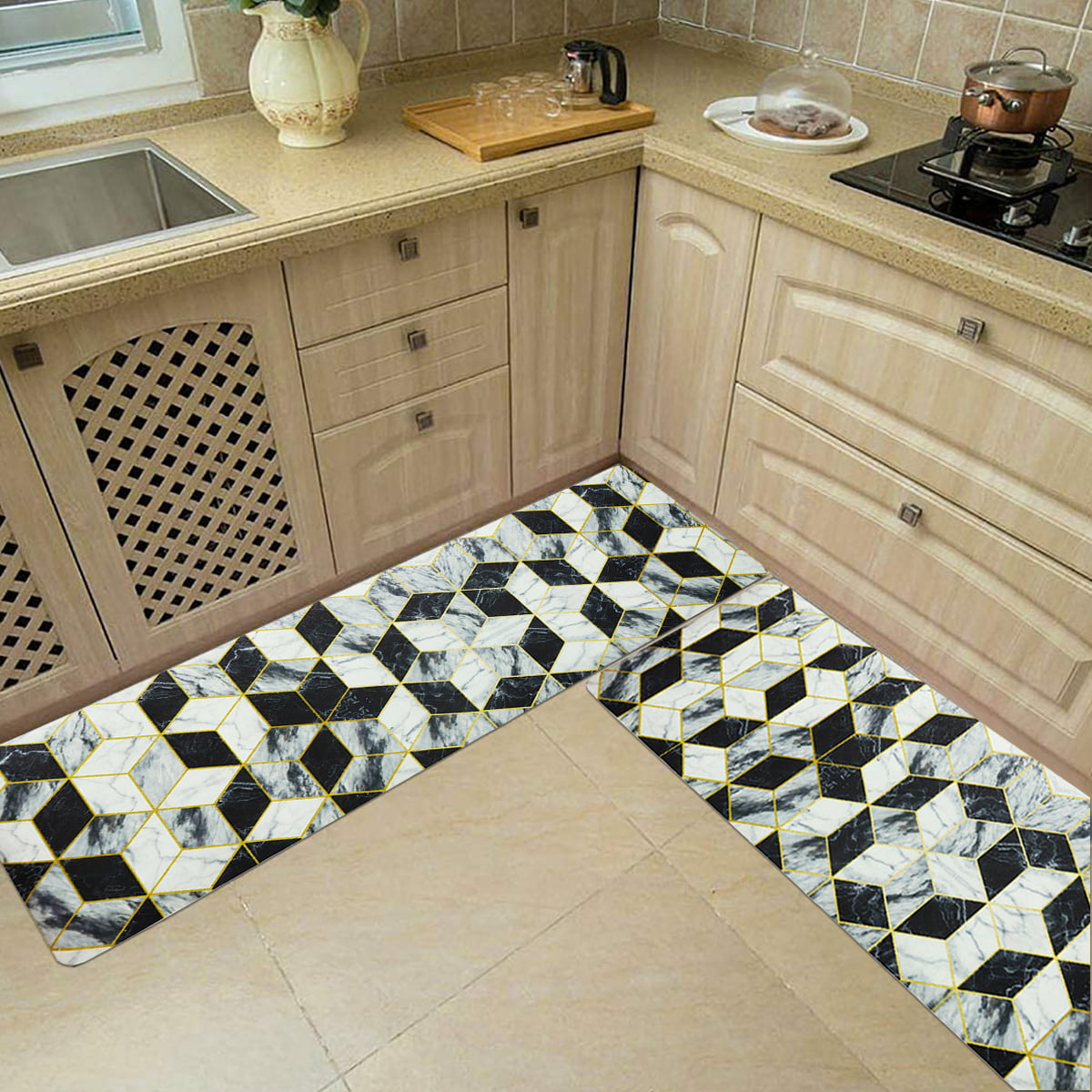 Details about   Kitchen Mat Cushioned Anti-Fatigue Kitchen Rug Non Slip Waterproof PVC Ergonomic