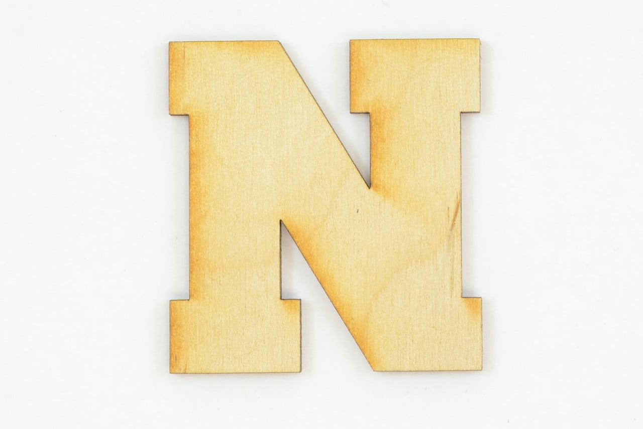 1 Pc, 12 Inch X 1/8 Inch Thick Collegiate Font Wood Letters N Easy To Paint  Or Decorate For Indoor Use Only 