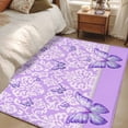 thumbnail image 5 of Butterfly Floral Washable Area Rugs 2.7'x5', Purple Floral Texture Butterflies Pearl Low Pile Throw Living Room Rug Non-Slip Sturdy Edge Binding Carpet for Indoor Entryway Bedside Kitchen, 5 of 9