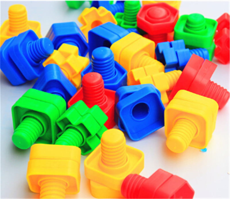 1 set Screw Building Blocks Insert Blocks Nut Shape Kids Educational Gift Toy BR 