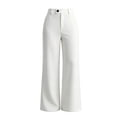 thumbnail image 3 of Tbopshirt Women's Dress Pants Work Pants High Waist Button Closure Straight Leg Solid Formal Suit Trousers with Side Pockets for Office Casual Wear,White,S-XXL, 3 of 5