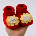 thumbnail image 6 of Quealent Newborn Infant Baby Cotton Booties Non-Slip Sole for Toddler Boys Girls Winter Warm Stay On Socks Shoes Unisex First Walkers Ankle Crib Slippers Shoes Red for Size 4, 6 of 7