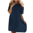 thumbnail image 1 of Fankiway Robe en Dentelle Plissée Taille Haute Col Rond Printemps et Été pour Femmes Courbes Robes de Printemps pour Femmes 6572, 1 of 6