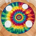 thumbnail image 2 of Colorful Rainbow Tie Dye Spiral Pattern Round Fitted Tablecloth with Elastic Edge,Dining Table Cover Waterproof,Outdoor Round Tablecloth for Camping,Dining,Indoor and Outdoor, 2 of 7