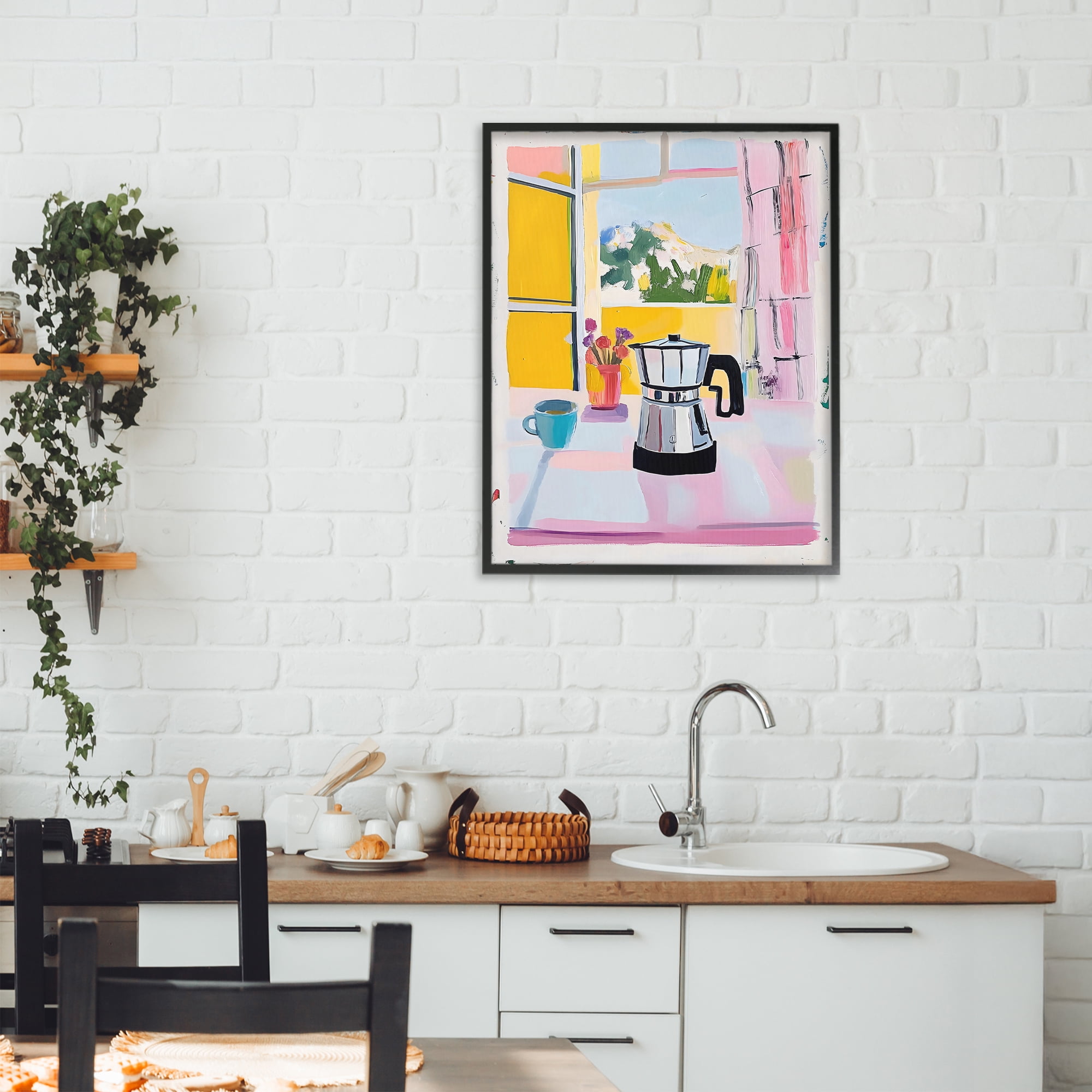 Stupell Industries Italian Moka Pot Kitchen Black Framed Giclee Art, design by The Prints Vibe