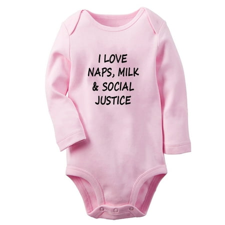 

I Love Naps Milk And Social Justice Funny Rompers Newborn Baby Unisex Bodysuits Infant Jumpsuits Toddler 0-12 Months Kids Long Sleeves Oufits (Pink 6-12 Months)