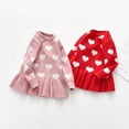 thumbnail image 4 of Fortune Toddler Girl Valentine Sweater Long Sleeve Heart Knitted Ruffle Dress 1-5Y, 4 of 9