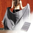 thumbnail image 1 of Serviette de Bain - Serviette de Plage Turque Pure Anti-Sable à Pompons pour Adultes, Châle d'Extérieur, Serviette de Sauna Rayée, Accessoire de Bain Turc, 1 of 1