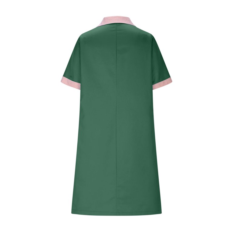 Horkkom Scrub Dress Short Sleeve Laple Neck Working Nurse Uniform Button  Mini Dresses for Women Workwear with Pockets Green M - Walmart.com
