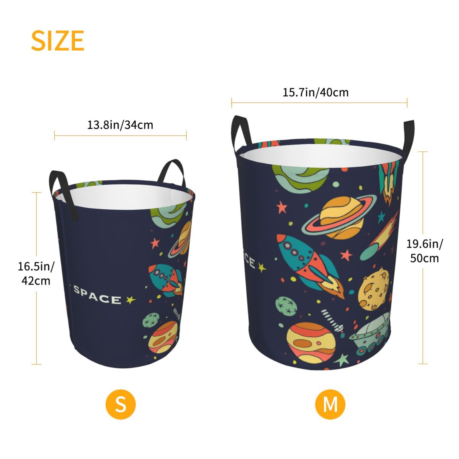 Large Laundry Basket with Handles - Space (2) Kids Baby Dirty Clothes Laundry Hamper for Bedroom Aesthetic