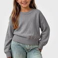 thumbnail image 3 of Afuyipoi Girls 100% Cotton Soft Pullover Sweater Crew Neck Long Sleeve Knit Top for Kids Size 0-9Y Comfort Daily Wear Dark Gray Size 6M, 3 of 6