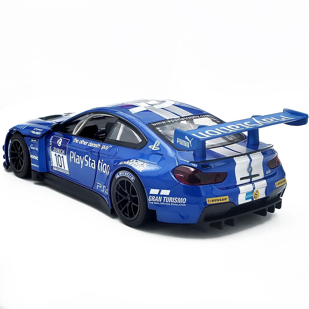 1: A 24 scale BMW M6 GT3 alloy die-casting car model with door opening, headlights, and audio functions. Boys' toy cars, children's birthday gifts.