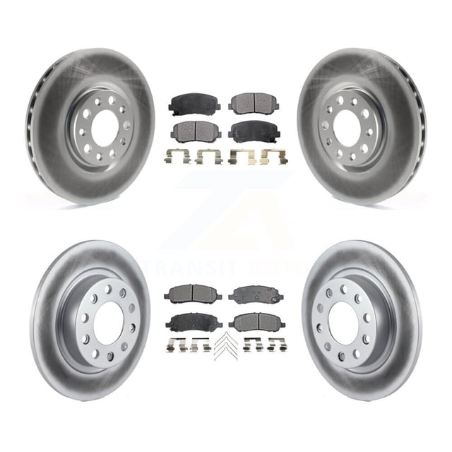 Transit Auto Front Rear Coated Disc Brake Rotors and Ceramic Pads Kit for Car 2013-2016 Dodge Dart KGT-100797