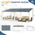 thumbnail image 3 of MEISSALIVVE 12' x 20' Hardtop Wall Mounted Gazebo Pergola, Lean-to Metal Awning with Sloped Roof, Outdoor Shelter for Patio, Deck, Backyard, White, 3 of 12