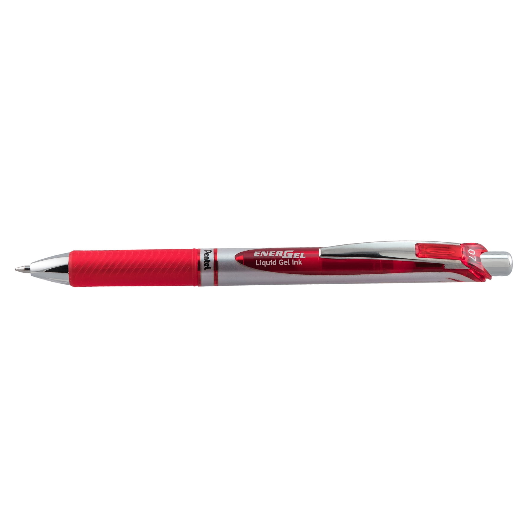 Pentel EnerGel RTX Retractable Liquid Gel Pen, (0.7mm) Metal Tip, Medium Line, Red Ink, 1 Dozen