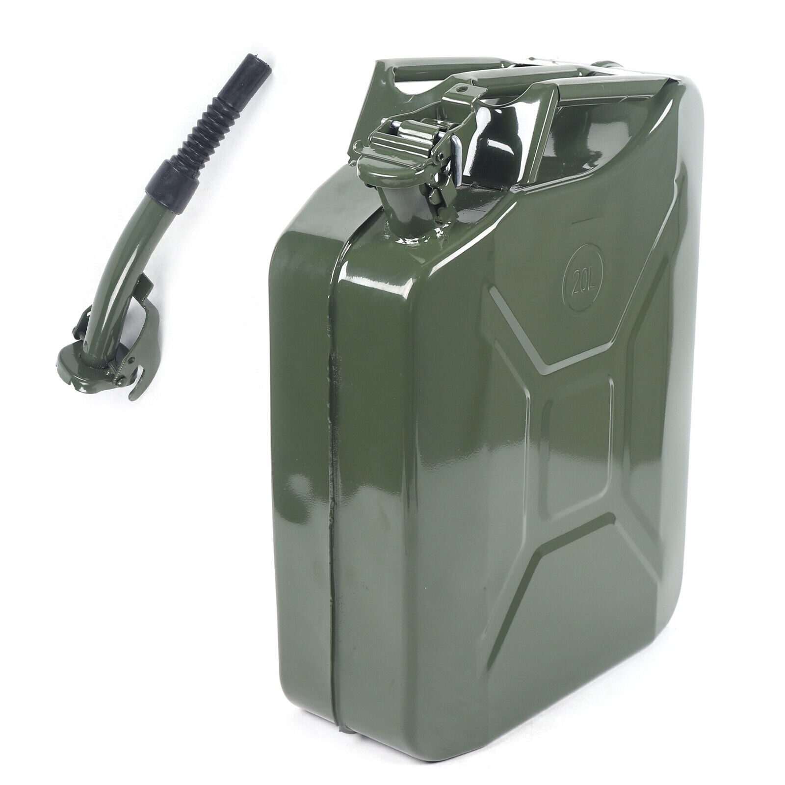 20L Vintage Green Metal Gas Can Fuel 5 Gallon Jeep Steel Green 20L (5 Gallon) 14.5" X 6.5" X 18" with Oil-out