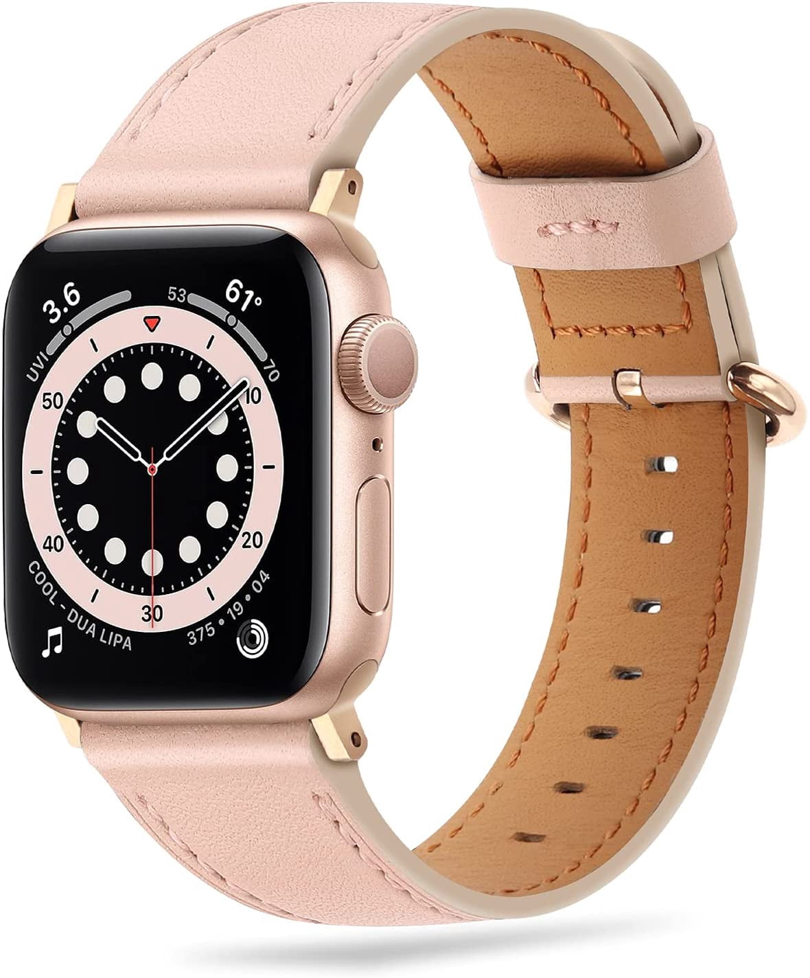 Leather Bands Compatible with Apple Watch Band 40mm 38mm, Genuine Leather  Women Replacement Strap Compatible with Apple Watch SE, Series 6/5/4/3/2/1 (Pink  Band + Rose Gold Adapter) | Walmart Canada